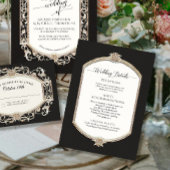 Elegante Zwart Wit N Goud Bruiloft Details Kaart