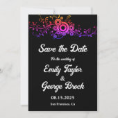 Elegante zwart-wit neon loof val bruiloft save the date (Voorkant)