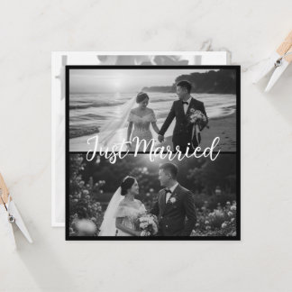 Elegante Zwart & Wit Net Getrouwd Trouwen
