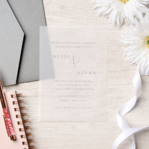 Elegante Zwart-Wit Old Money Bruiloft Vellum Uitnodigingen