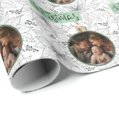 Elegante zwart-wit poinsettia gepersonaliseerd cadeaupapier (Rol Hoek)