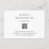 Elegante zwart-wit QR Code Classic Wedding RSVP Kaartje (Voorkant)