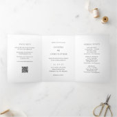 Elegante zwart-wit QR-code Moderne bruiloft Drieluik Uitnodiging (Binnen)