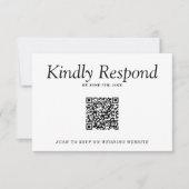 Elegante zwart-wit Retro QR Code Wedding RSVP Kaartje (Voorkant)