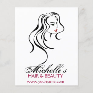 Elegante Zwart Wit Rood Haarstijl Schoonheid Meisj Flyer