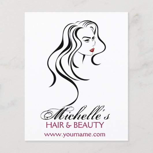 Elegante Zwart Wit Rood Haarstijl Schoonheid Meisj Flyer (Voorkant)
