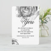 Elegante zwart-wit rozenprint bedankkaart (Staand voorkant)