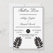 Elegante zwart-wit rustieke Boho herfstbruiloft Kaart (Voorkant)