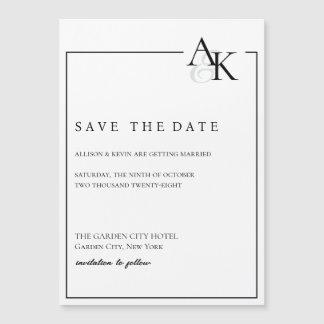 Elegante Zwart & Wit Save the Date-magneet Magnetische Uitnodiging