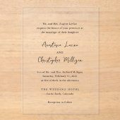 Elegante zwart-wit schone bruiloft acryl uitnodigingen (Voorkant)