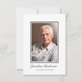 Elegante zwart-wit script begrafenisfoto bedankkaart (Voorkant)