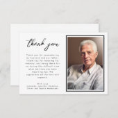 Elegante zwart-wit script begrafenisfoto bedankkaart (Voorkant / Achterkant)