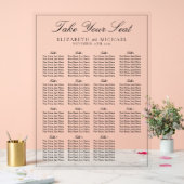 Elegante zwart-wit script bruiloft zitplaatsen acryl bord (Huwelijk)