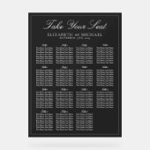 Elegante zwart-wit script bruiloft zitplaatsen acryl bord (Voorkant)