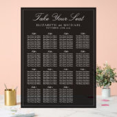 Elegante zwart-wit script bruiloft zitplaatsen acryl bord (Huwelijk)