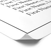 Elegante zwart-wit script bruiloft zitplaatsen poster (Hoek)