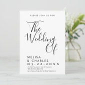 Elegante zwart-wit script kalligrafie kaart (Staand voorkant)