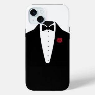 Elegante zwart-wit smoking voor heren iPhone 15 mini hoesje