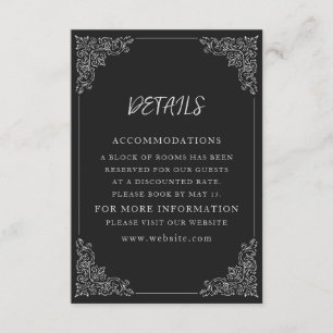 Elegante  Zwart Wit Trouwdetails Informatiekaartje