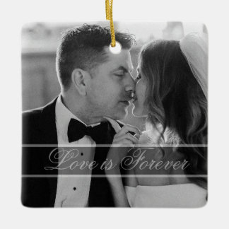 Elegante zwart-wit trouwfoto-andeuken keramisch ornament