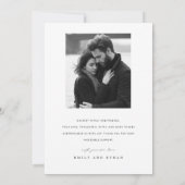 Elegante zwart-wit trouwfoto bedankkaart (Achterkant)