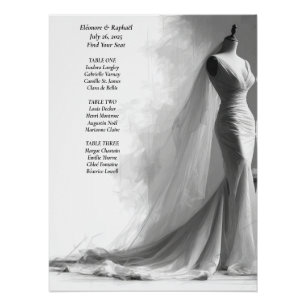 Elegante Zwart & Wit Trouwstoelindeling Perfect Poster