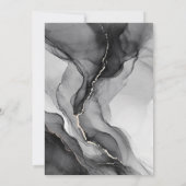 Elegante zwart-wit Waterverf marmeren bruiloft Kaart (Achterkant)