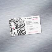 Elegante zwart wit Wavy kapsel Hair Extensions Magnetisch Visitekaartje (Voorbeeld)