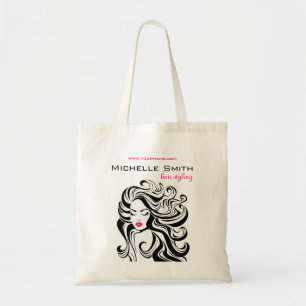 Elegante zwart wit Wavy kapsel Hair Extensions Tote Bag