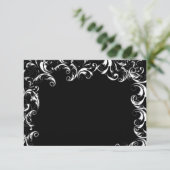 Elegante zwart-wit werveling bruiloft RSVP kaartje (Staand voorkant)