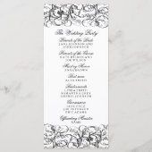 Elegante zwart-wit wervelingen bruiloft programma (Achterkant)