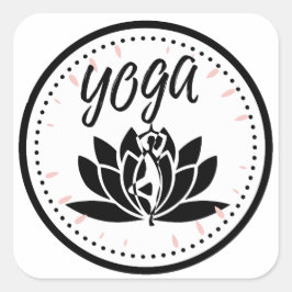 Elegante Zwart & Wit Yoga Sticker | Lotus Bloem