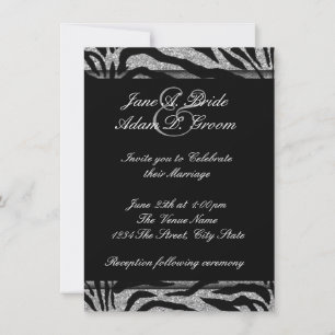 Elegante zwart-wit zebra bruiloft kaart