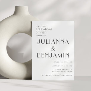 Elegante Zwart Witte Art Deco Oefenavondmaal Kaart