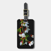 Elegante zwart-witte bloeiende witte bloesem bagagelabel (Voorkant verticaal)