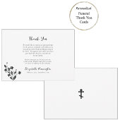 Elegante zwart-witte bloemen orthodoxe begrafenis bedankkaart