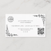 Elegante zwart-witte bloemen QR-code Visitekaartje (Achterkant)
