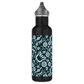 Elegante zwart witte bloemenprint waterfles (Rechts)