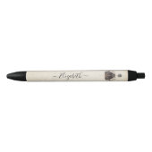 Elegante zwart witte Boho Floral vlindermot Zwarte Inkt Pen (Voorkant)