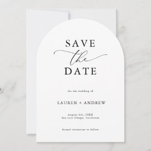 Elegante zwart-witte boog Save the Date Kaart