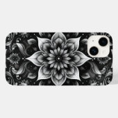 Elegante zwart witte  Floral iPhone Case (Achterkant (horizontaal))
