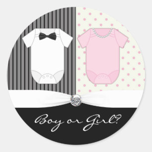 Elegante Zwart Witte Geslacht Reveal Ronde Sticker