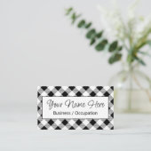 Elegante zwart witte gingham checker visitekaartje (Staand voorkant)