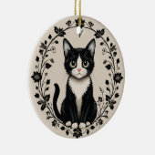 Elegante zwart-witte kat keramisch ornament (Rechts)