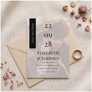 Elegante Zwart Witte Moderne Foto Save The Date Kaart
