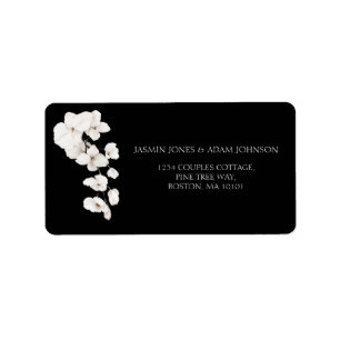 Elegante zwart-witte orchidee bruiloft etiket