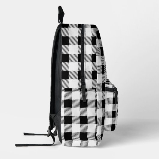 Elegante zwart witte plaid gingham libel bedrukte rugzak (Links)