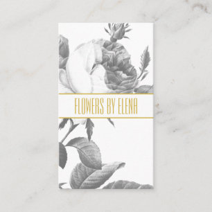 Elegante zwart-witte rozenbloemen chic goud visitekaartje