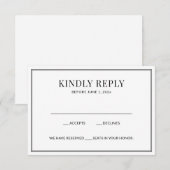 Elegante zwart-witte RSVP-kaart RSVP Kaartje (Voorkant / Achterkant)