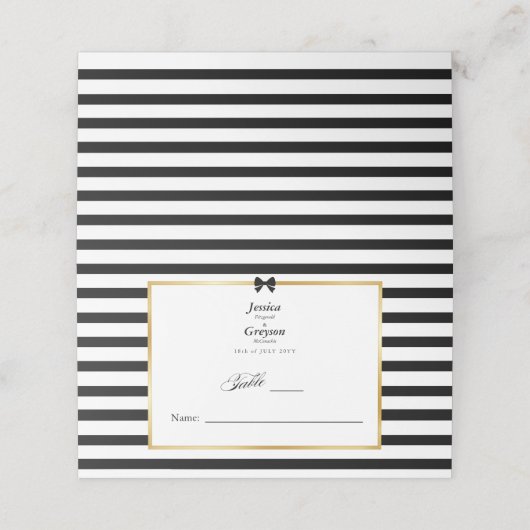 Elegante zwart witte streep gouden Lijst bruiloft (Buitenkant ongevouwen)